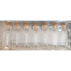 Mini Glass Cork Bottles Set Of 7 For Crafting & Storage 16oz.